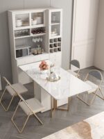 록 슬래브 접이식 식탁, 다이닝 사이드 캐비닛, 통합 다기능 보관 와인 캐비닛, 현대 가정용 소형 아파트 접이식 식탁