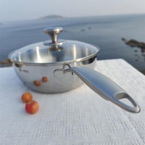 Lunkai 18-10 3겹 스틸 페티 냄비 요리 냄비 스튜 냄비 수프 냄비 다목적 평저 프라이팬 인덕션 쿠커 코팅 없음