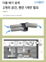 강력한 1대2 파이프 배기팬 호텔 욕실 건습 분리 환기팬 무소음 배기팬 - 이미지 4
