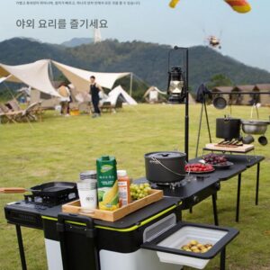 야외 모바일 주방 통합 스토브 캠핑 피크닉 휴대용 자율 주행 자동차 캠핑 보관 장비 접이식 테이블