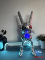 2024 인터넷 셀러브리티 로비 전기 도금 달빛 큰 토끼 장식품 바닥 집 거실 호텔 장식 장식 조각 - 이미지 4