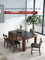 노르딕 다기능 접이식 록 플레이트 식탁 모던 심플 소형 아파트 수납식 공간 절약 식탁 홈 거실 - 이미지 2