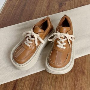 가을 신상품 핸드메이드 오리지널 빅투 슈즈 플랫폼 두꺼운 바닥 소가죽 모리 시리즈 아빠 슈즈 학생 캐주얼 스포츠 슈즈 여성용
