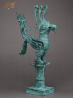 삼성두이 쓰촨 광한 청동 서 있는 남자 가면 비행 남자 비행 새 인간 머리 초상화 수직 눈 신성한 나무 공예 장식품 - 이미지 3