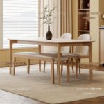 오리지널 우드 크림 스타일 퓨어 화이트 록 보드 다이닝 테이블과 의자 조합 노르딕 일본 스타일 소형 가정용 애쉬 솔리드 우드 다이닝 테이블 - 이미지 3