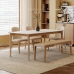 오리지널 우드 크림 스타일 퓨어 화이트 록 보드 다이닝 테이블과 의자 조합 노르딕 일본 스타일 소형 가정용 애쉬 솔리드 우드 다이닝 테이블 - 이미지 4