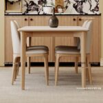 오리지널 우드 크림 스타일 퓨어 화이트 록 보드 다이닝 테이블과 의자 조합 노르딕 일본 스타일 소형 가정용 애쉬 솔리드 우드 다이닝 테이블 - 이미지 5