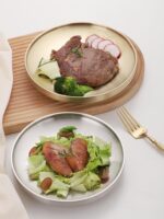 304 스테인리스 스틸 초두꺼운 무광 이중 레이어 골드 원형 트레이 상업용 레스토랑 크리에이티브 한국식 바베큐 레스토랑 원형 저녁 접시 - 이미지 5