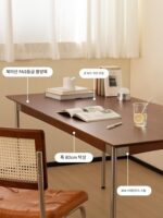 [샤오완가구] 원목 식탁 레트로 홈 소형 아파트 북유럽 일본식 직사각형 통나무 식탁과 의자 - 이미지 2