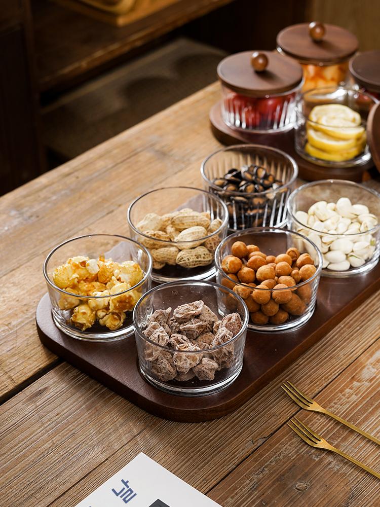 main_680566951621_0-1 일본식 분할 과일 접시 홈 거실 커피 테이블 뚜껑이 있는 접시 둥근 유리 그릇 과일 간식 접시 말린 과일 심플 - 이미지 1