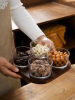 일본식 분할 과일 접시 홈 거실 커피 테이블 뚜껑이 있는 접시 둥근 유리 그릇 과일 간식 접시 말린 과일 심플 - 이미지 3