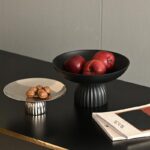 노르딕 심플 메탈 알루미늄 하이풋 과일 플레이트 모던 라이트 럭셔리 모델 룸 호텔 거실 레스토랑 트레이 장식품 - 이미지 2