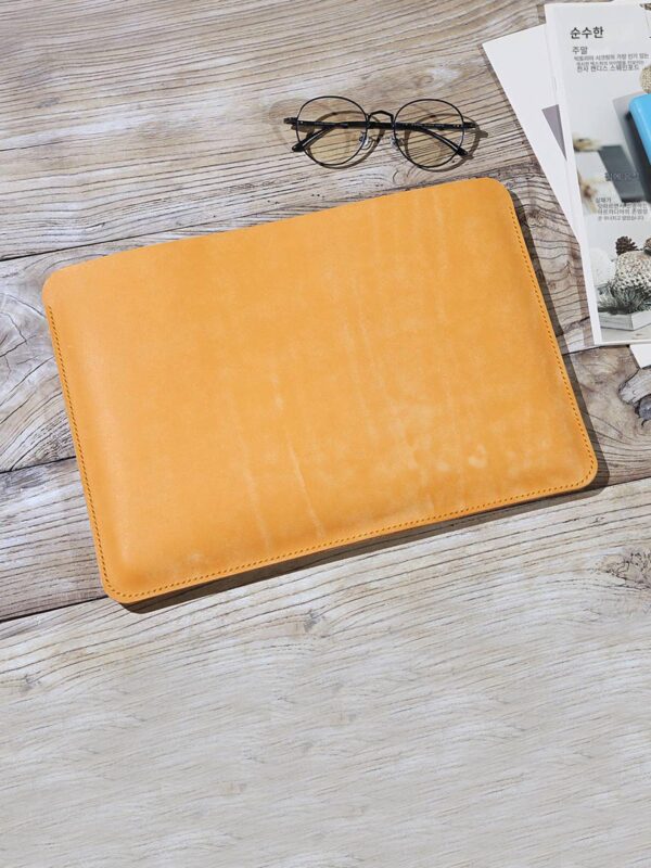 애플 맥북 컴퓨터 레트로 가죽 케이스 라이너 백 노란색 정품 가죽 식물성 태닝 가죽 MACX01S에 적합