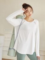 Xixiwu 고급 스포츠 상의 여성용 달리기 속건 요가복 느슨한 필라테스 트레이닝 긴팔 티셔츠 가을 - 이미지 4