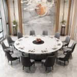 전기식탁 대형원형탁자 호텔식당 상업용 록플레이트 턴테이블 아이언아트 15인용 20인용 유럽식 냄비테이블 - 이미지 2