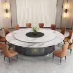 전기식탁 대형원형탁자 호텔식당 상업용 록플레이트 턴테이블 아이언아트 15인용 20인용 유럽식 냄비테이블 - 이미지 3