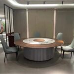 전기식탁 대형원형탁자 호텔식당 상업용 록플레이트 턴테이블 아이언아트 15인용 20인용 유럽식 냄비테이블 - 이미지 4