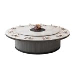 전기식탁 대형원형탁자 호텔식당 상업용 록플레이트 턴테이블 아이언아트 15인용 20인용 유럽식 냄비테이블 - 이미지 5