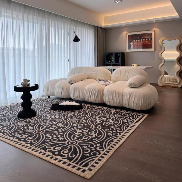 중세풍 주택 블랙 레트로 루프 파일 카펫 거실 고급 커피 테이블 매트 침실 서재 옷장 카펫 매트