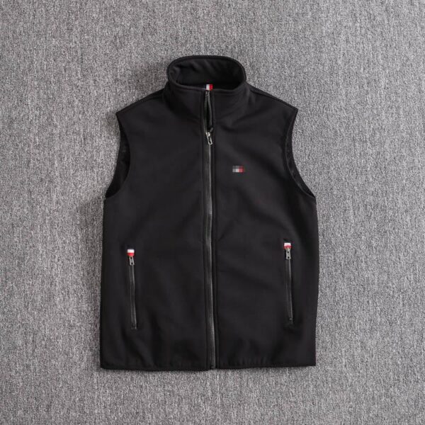 외국 무역 가을과 겨울 남성 새로운 플러스 벨벳 조끼 야외 스탠드 칼라 소프트 쉘 레저 스포츠 조끼 민소매 블랙 조끼