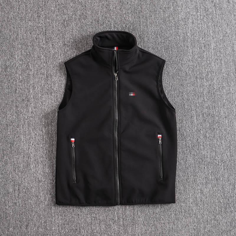 main_684029429385_0-1 외국 무역 가을과 겨울 남성 새로운 플러스 벨벳 조끼 야외 스탠드 칼라 소프트 쉘 레저 스포츠 조끼 민소매 블랙 조끼 - 이미지 1