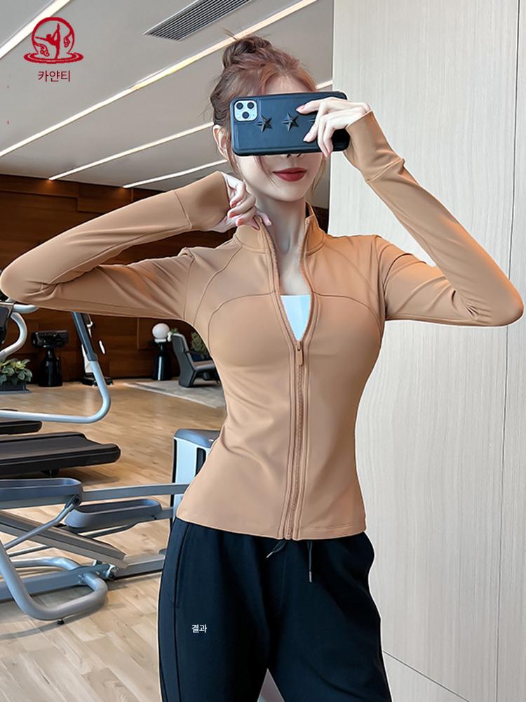 main_684390863613_0-1 KAYANTY 스탠드 칼라 플러스 벨벳 스포츠 재킷 여성용 긴팔 피트니스 의류 가을과 겨울 야외 전문 모닝 러닝 요가 의류 - 이미지 1