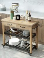 노르딕 소형 아파트 견고한 나무 섬 주방 조리대 조리대 이동식 수납대 록보드 조리대 서랍