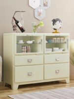 앤츠 블랙 레트로 유리문 사이드보드 인더스트리얼 스타일 금속 3도어 티 와인 캐비닛 모델 MB-DULTON - 이미지 3