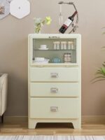 앤츠 블랙 레트로 유리문 사이드보드 인더스트리얼 스타일 금속 3도어 티 와인 캐비닛 모델 MB-DULTON - 이미지 4