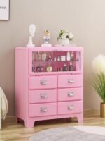 앤츠 블랙 레트로 유리문 사이드보드 인더스트리얼 스타일 금속 3도어 티 와인 캐비닛 모델 MB-DULTON - 이미지 5