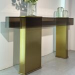 가볍고 고급스러운 이탈리아 스타일 현관 홀 캐비닛 디자이너 크리에이티브 엔드 테이블 스테인리스 스틸 정사각형 테이블 현관 홀 홀 테이블 - 이미지 3