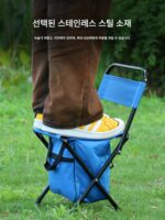 접이식 의자 야외 캠핑 레저 다기능 의자 단열 아이스팩 의자 보관 상자 등받이 낚시 의자 - 이미지 3