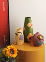 고가치 노르딕 인스 세라믹 꽃병 크리에이티브 모란디 컬러 화분 홈 현관 TV 캐비닛 조리대 장식 - 이미지 4