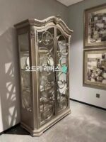 미국 미술 주원 시리즈 견고한 나무 책장 프랑스 복고풍 오래된 조각 보관 캐비닛 홀 디스플레이 캐비닛 - 이미지 2