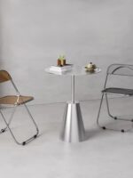 산업 스타일 카페 스테인리스 스틸 테이블 심플 모던 밀크티 숍 금속 소형 원형 테이블 리셉션 협상 테이블 및 의자 - 이미지 2