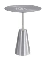 산업 스타일 카페 스테인리스 스틸 테이블 심플 모던 밀크티 숍 금속 소형 원형 테이블 리셉션 협상 테이블 및 의자 - 이미지 5