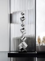 모던한 조명 럭셔리 바닥 조각 예술 작품 기하학적 스테인리스 스틸 모델 룸 호텔 로비 현관 틈새 장식품 - 이미지 4