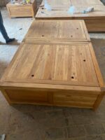 오래된 느릅나무 다다미 침대 상자 바닥형 수납 침대 상자 전체 단단한 나무 더블 침대 상자 침대 간단한 침대 옆 탁자 - 이미지 4