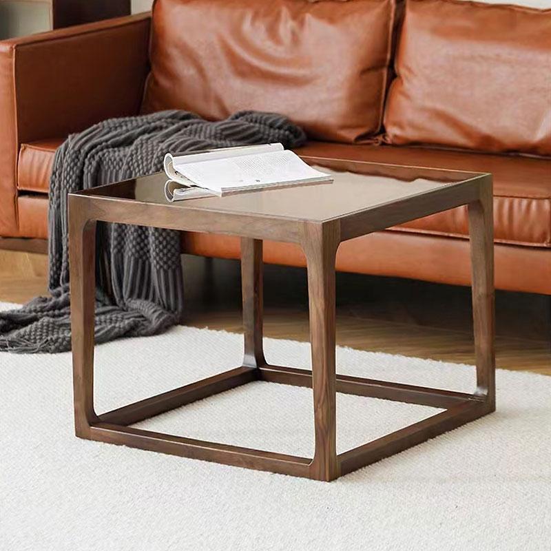 main_691870958230_0-1 북유럽 올애쉬 원목 커피 테이블 심플 강화 유리 거실 사각형 소파 사이드 테이블 소형 아파트 티 테이블 - 이미지 1