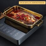 스테인리스 스틸 구운 생선 접시 한국식 건조 냄비 냄비 그릴 자우어크라우트 생선 그릴 플레이트 골드 플랫 바닥 직사각형 핫팟 인덕션 쿠커 - 이미지 2