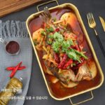 스테인리스 스틸 구운 생선 접시 한국식 건조 냄비 냄비 그릴 자우어크라우트 생선 그릴 플레이트 골드 플랫 바닥 직사각형 핫팟 인덕션 쿠커 - 이미지 3