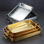 스테인리스 스틸 구운 생선 접시 한국식 건조 냄비 냄비 그릴 자우어크라우트 생선 그릴 플레이트 골드 플랫 바닥 직사각형 핫팟 인덕션 쿠커 - 이미지 4