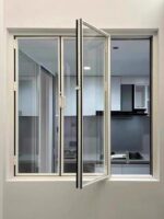 알루미늄 합금 좌우 접이식 창호 하부 트랙이 없는 오픈 바 매우 좁은 슬라이딩 창호 발코니 밀폐형 파노라마 유리창 - 이미지 4