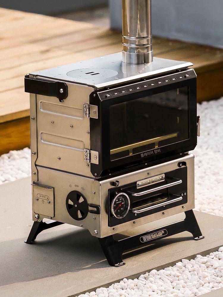 main_692530605036_0-1 블랙 솔리드 야외 소형 벽난로 다기능 오븐 나무 스토브 펠릿 스토브 야외 캠핑 장비 조리 시스템 - 이미지 1