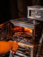 블랙 솔리드 야외 소형 벽난로 다기능 오븐 나무 스토브 펠릿 스토브 야외 캠핑 장비 조리 시스템 - 이미지 4