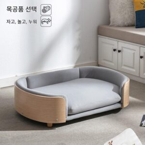 CHOTTO 견고한 목재 개 침대 반려동물 소파 고양이 침대 개 침대 여름 반려동물 침대 소형 및 중형견용 탈착 및 세척 가능 사계절 사용 가능