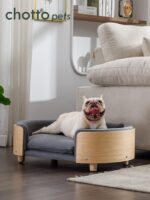 CHOTTO 견고한 목재 개 침대 반려동물 소파 고양이 침대 개 침대 여름 반려동물 침대 소형 및 중형견용 탈착 및 세척 가능 사계절 사용 가능 - 이미지 2