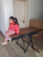 접이식 테이블 변형 식탁 소형 아파트 다기능 랙 접이식 회전 꽃 스탠드 다목적 접이식 견고한 목재 - 이미지 5