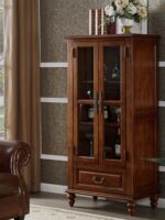 벽면 TV 사이드 캐비닛 거실 소형 책장 홈 더블 도어 수납 캐비닛 주방 수납 캐비닛에 대한 미국 스타일 견고한 나무 와인 캐비닛