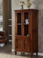 벽면 TV 사이드 캐비닛 거실 소형 책장 홈 더블 도어 수납 캐비닛 주방 수납 캐비닛에 대한 미국 스타일 견고한 나무 와인 캐비닛 - 이미지 3